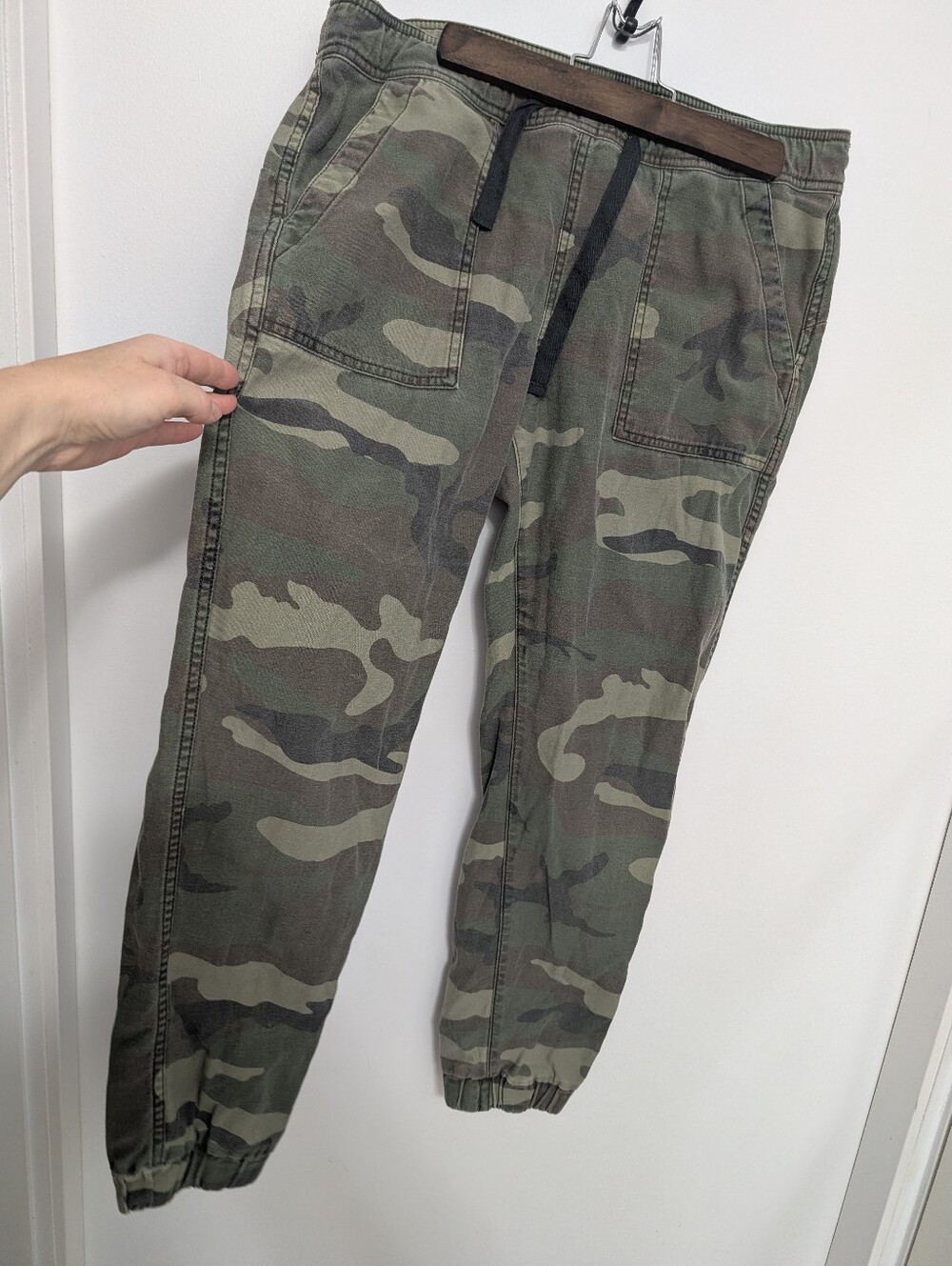 Tna Large Jogger Pants Green Army Print 100% Cotton Cargo Distressed Relaxed Fit